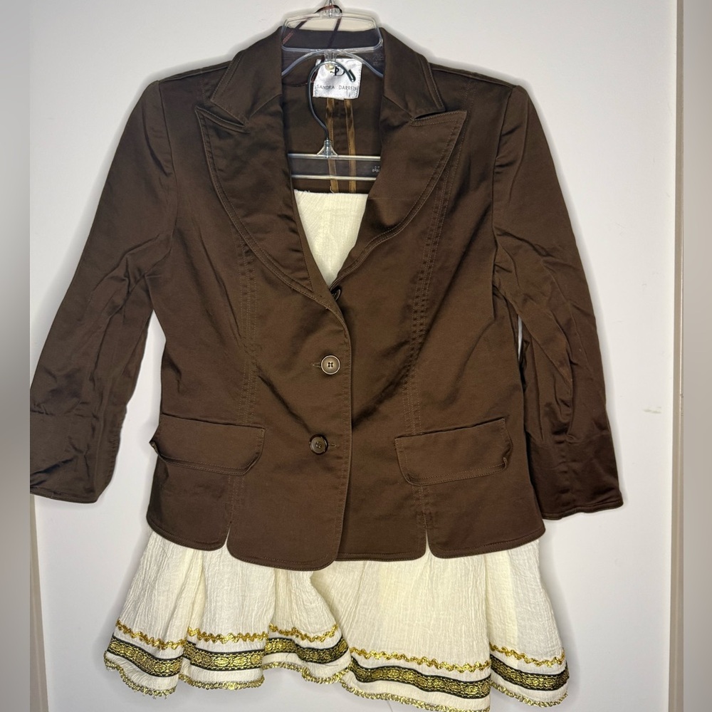 Sandra Darren VINTAGE 2 Pc. Brown/Gold Skirt Set Size 8